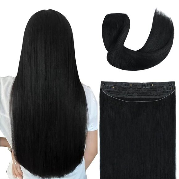 Other - Hair Extensions Human Hair 14 Inch Natural Black Clip-Ins 70G Long Straight